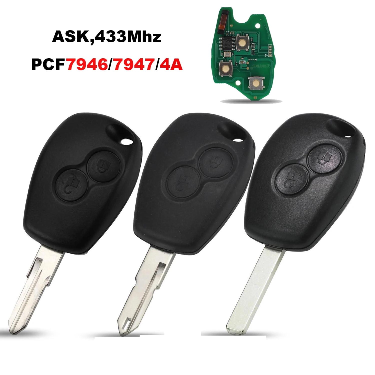 Jingyuqin  ڵ Ű,   Modus Clio 3 Twingo DACIA Logan Sandero Kangoo 433MHz PCF7947/7946/4A Ĩ